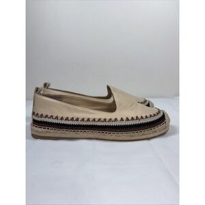 Chico's Giada Deco Womens 10M Espadrille Flats Nude Crochet Slip On Coastal Chic